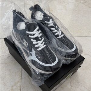 Women's Black and White Athletic Shoes (Nappa Leather)